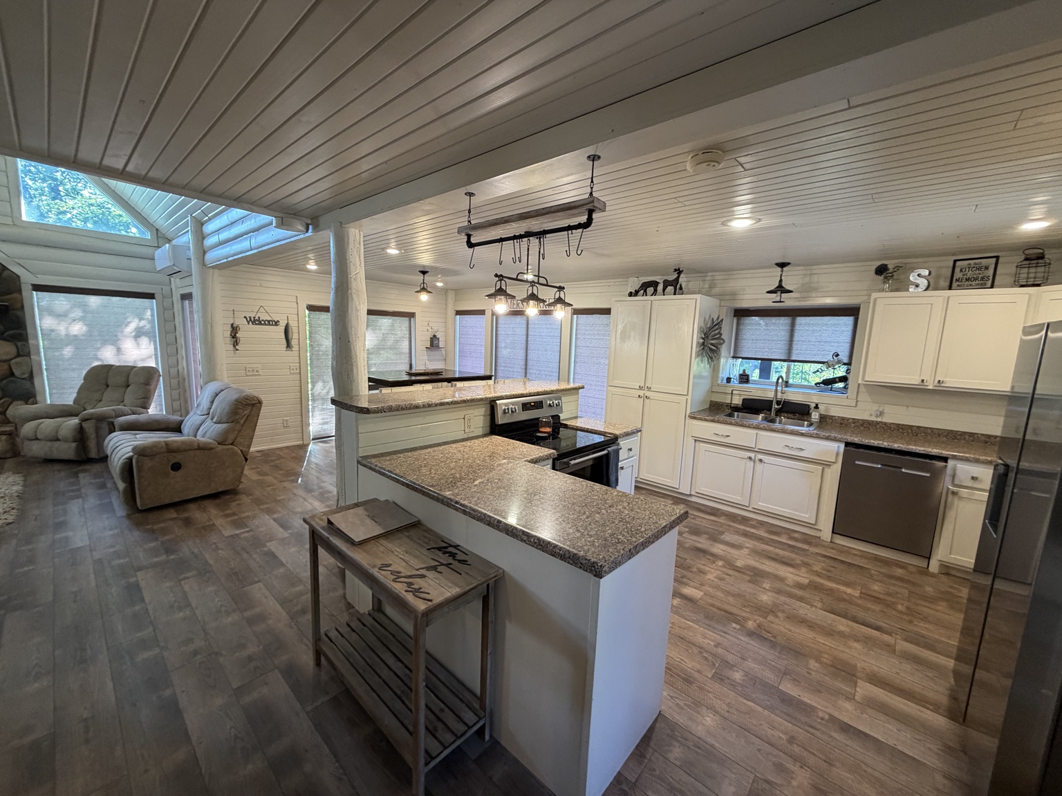 Bright open kitchen with island seating