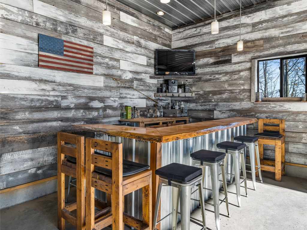 Rustic barn bar with counter seating